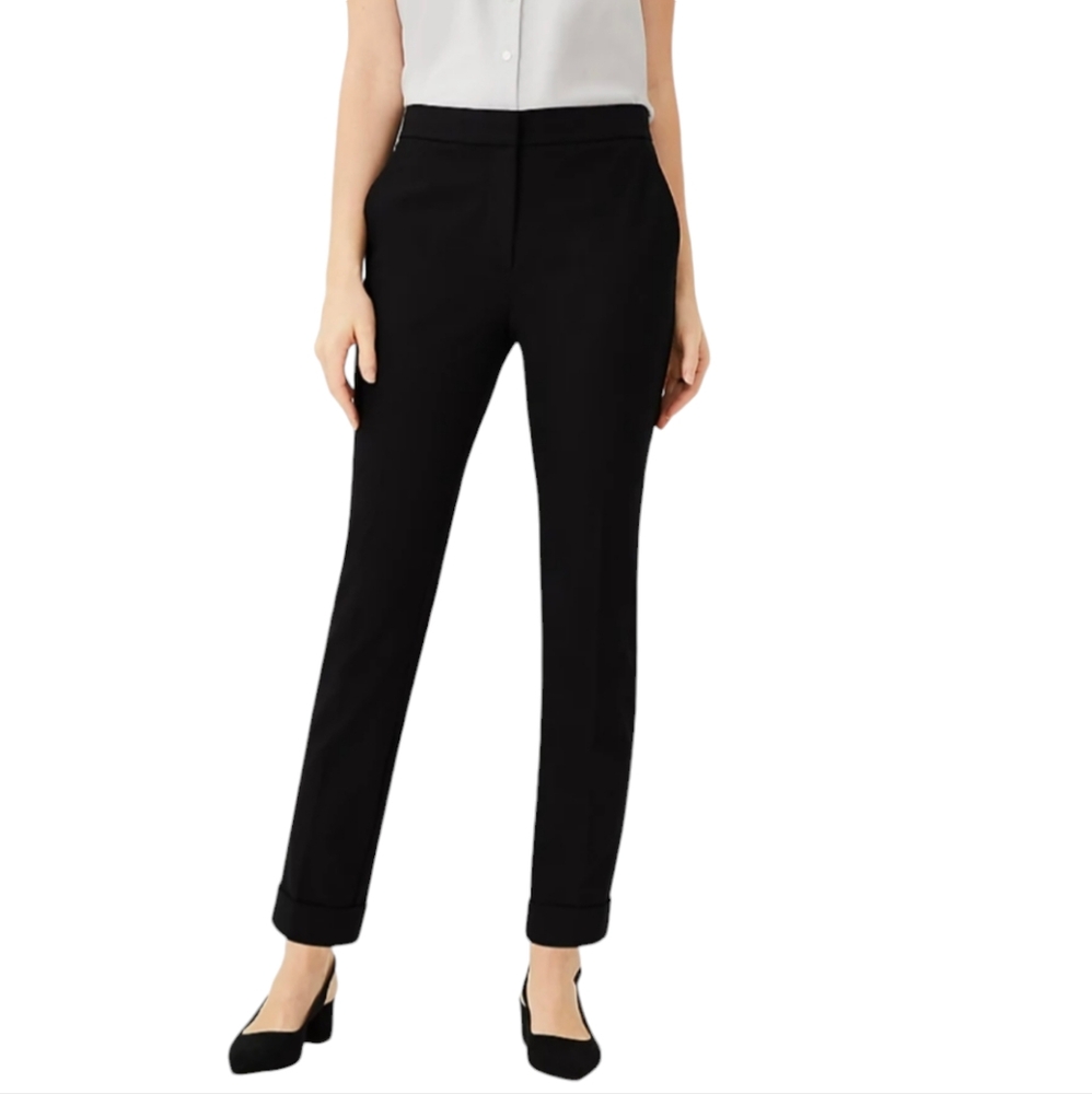 NWT ANN TAYLOR LOFT PETITES HUGH WAIST 0P BLACK ANKLE PANT